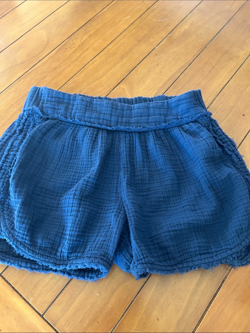 Daily Practice Deep Blue Gauze Athletic Shorts Elastic Waist Small